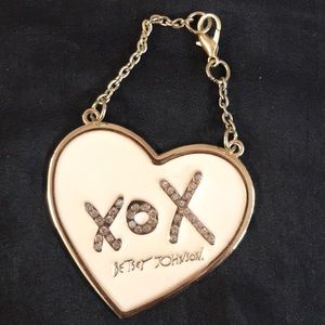 Betsey Johnson Rhinestone Heart Gold Keychain